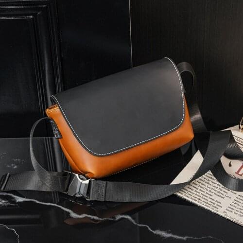 Vintage Mens Crossbody Bags Square Soft PU Leather Shoulder Bag Men Messenger Bag Handbag Male Sling Crossbody Bags for Men