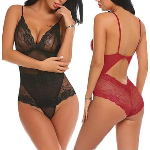 Siamese Lace Suit Female Spandex Sleeveless V-Neck Sexy Suspenders Erotic Lingerie Sexy Lingerie Nightwear Sleepwear