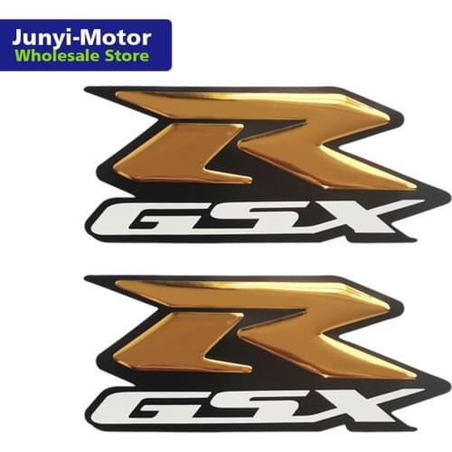 2Pcs Gold Emblem 3D Fairing Tank Logo Decal Sticker For Suzuki GSX-R GSXR 600 750 1000 1100 Motorcycle Decoration Racing Badge