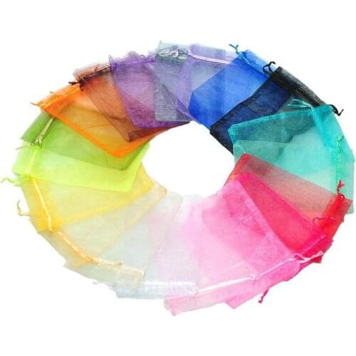 10pcs 7x9 9x12 10x15 13x18cm Organza Bags Jewelry Packaging Bags Wedding Party Decorations Drawable Bags Gifts Pouches 21 Colors
