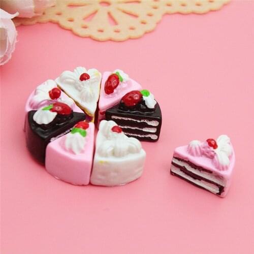 10PCS Flat Back DIY Miniature Artificial Fake Food Cake Resin Cabochon Decorative Craft Play Doll House Toy