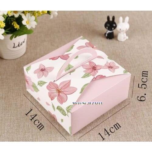 16x16x9.5cm Flower Cake box with handle, cheese dessert Mousse cake Boxes 100pcs/lot