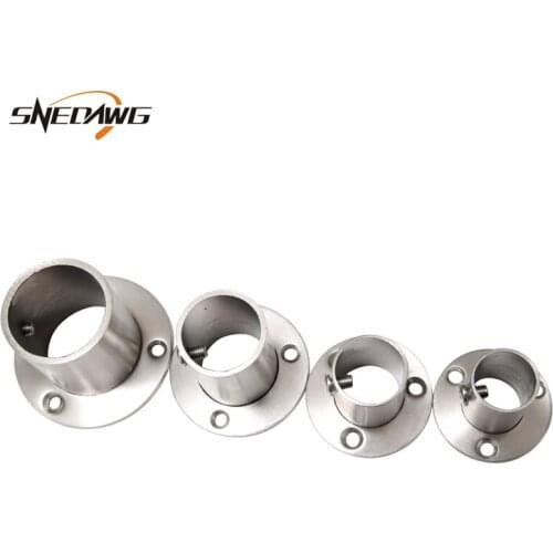 2pcs Flange Bracket 19/22/25/32mm Pipe Bracket Hanging Clothes Rod Seat Hanger Stainless Steel Closet Rod Flange Pipe Bracket