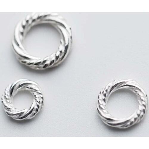 2pcs/lot 925 Sterling Silver Twist Craft Ring Connectors 8mm 9mm 11mm Handmade Circle Rings Charms DIY Jewelry Making For Women