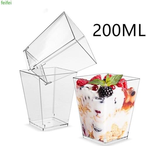 20Pcs 200ml large size Mousses Dessert Cup Clear Pudding Cup Party Accessories Wedding Supplies Disposable Plastic Tableware