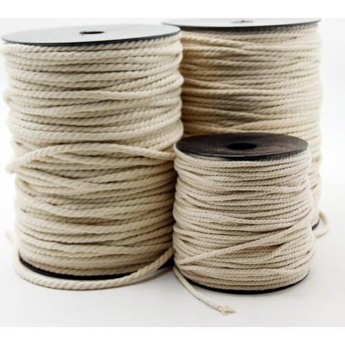 3/4/5MM Three Twisted Cotton Rope String Strap Thread Thick Cords For Handmade Craft Supplies Bag Decor Home Textile Accessories