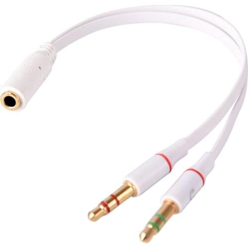 3.5mm Splitter Female To 2 Male Y Splitter Aux Audio Cable PC Headphone Mic Jack Adapter 1 Female To 2 Male Connected
