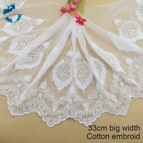 33cm big wide cotton embroidery lace edges lace appliques mini dress lace ribbon guipure diy lace trim garment Accessories#4009