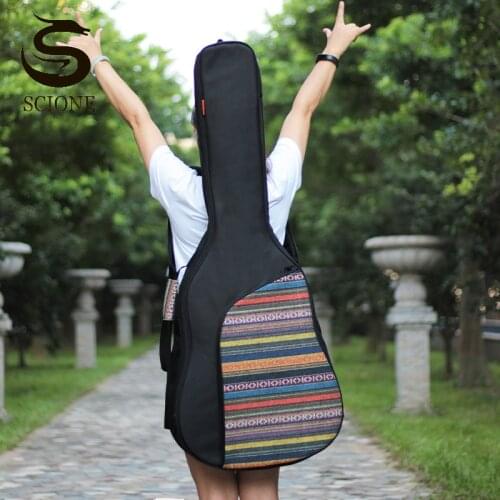 40 41 Inch Guitar Bags Waterproof Nylon Guitar Case Double Straps Pad Cotton Thickening Backpack Knitted Guitar Storage XA131M