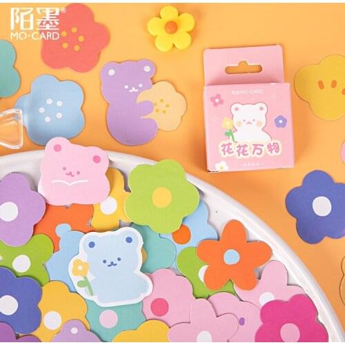 45Pcs Cute Flower Stickers Set Kawaii Bear Stickers For Journal Fridge Scrapbooking Gift Planner Decor