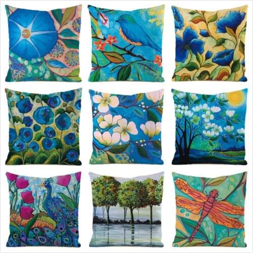 45cm*45cm **Magnolia** Inimitated Silk Fabric Throw Pillow Covers Couch Cushion Cover Home Decorative Pillows Pillow Case