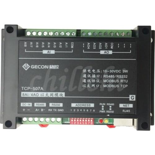 8AI4AO analog input and output module Ethernet RS485 RJ45 232 interface Modbus controller
