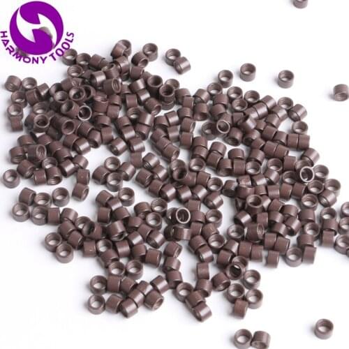 HARMONY Medium Brown 4.5mm 8 Bottles 8000 Pieces Aluminum Screw Micro Rings Beads Micro Tubes Links for I-tip Hair