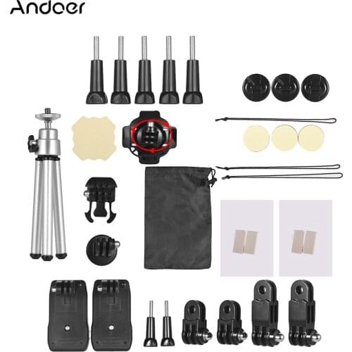 Andoer 32-In-1 Basic Common Action Camera Accessories Kit for GoPro hero 7/6/5/4 SJCAM /YI Outdoor Sports Camera Accessories Set