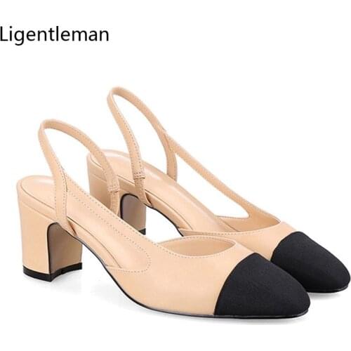 Summer Sandals High Heels Shoes Woman Basic 2022 Two Color Splicing Classic Work Sandals Shoe Fashion Women Shoes Summer Sandals