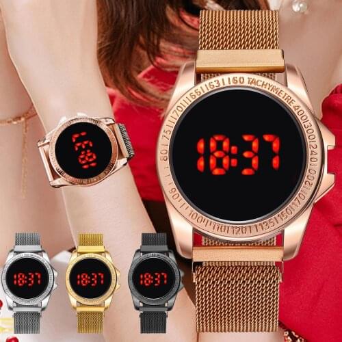 Women Luxury Brand Watch LED Touch Display Ladies Watch Magnetic Strap Watch Personality Design Female Clock relogio feminino