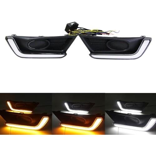 For Honda CR-V CRV 2017 2018 2019 Car Daytime Running Lights Fog Lamp Case LED DRL With Flashing Yellow Turning Signal