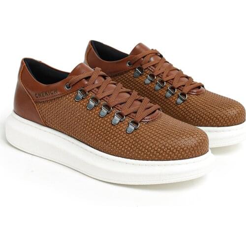 Chekich Casual Shoes For Mens & Womens Tan Color Artificial Leather Lace Up Unisex New Trends Spring Vulcanized Design Wedding White Outsole Brown Platform Sneakers Flexible Air Breathable Nature Suits Flat CH021 V4