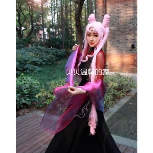 Princess Small Lady Chibi Usa Chibiusa black Cosplay Costume dress with cape 11