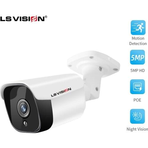 LSVISION 5MP Cctv POE Security Cameras H.265 IR Night Vision Waterproof IP Camera Outdoor Video Surveillance For Nvr System