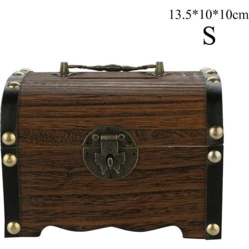 Wood Piggy Bank Safe Money Box Savings With Lock Wood Carving Handmade Legendary Treasure Chest Organizer Brown Fashion