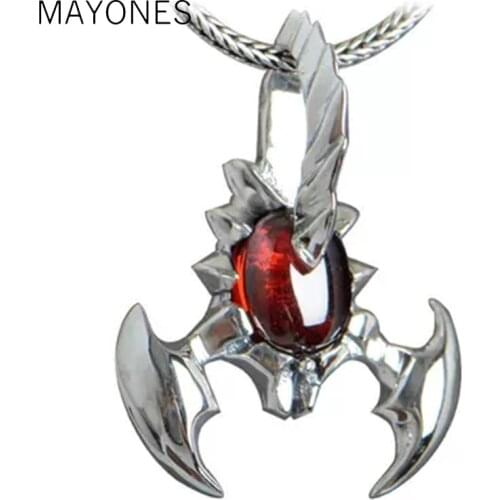 MAYONES Real 925 Sterling Silver Scorpion Pendant Different Size Inlaid Red Garnet Pendant for Men and Women
