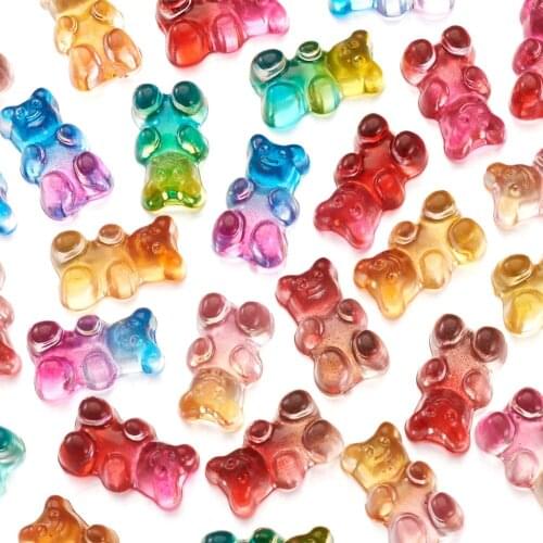 Translucent Resin Cabochons Cute Bear Shape For DIY Earring Pendants Jewelry Making Accessories Findings Mix Color