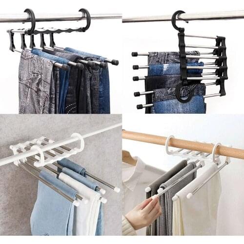 Multi-Layer Clothes Pants Hangers Wardrobe Jeans Stainless Steel Storage Rack