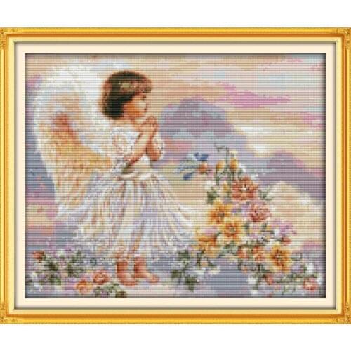 Prayer Little Angel Stamped Cross Stitch Traditional Embroidery Pattern Set 11CT 14CT Needlework DIY Home Decoration Painted Kit