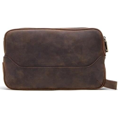 Mens Clutch Storage bag Genuine Leather Crazy Horse Cowhide handbag purse Clutch for men