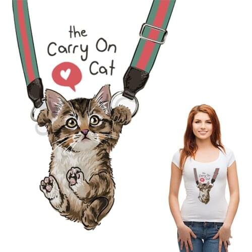 Carry On Cat Sticker On Clothes Iron Fashion Stickers Heat Transfer Clothes Diy Accessory Iron On Transfer Patches