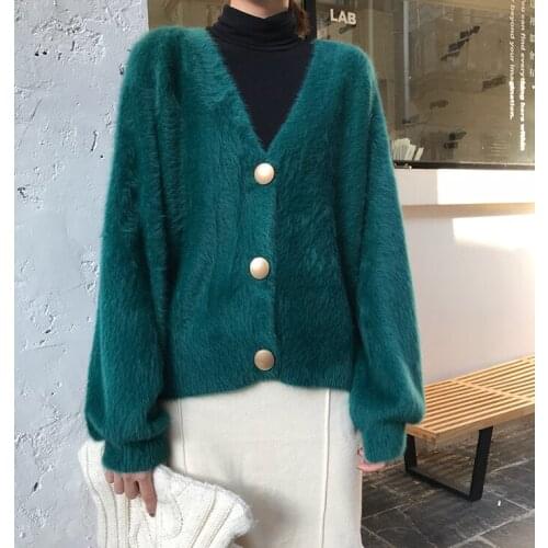 2020 Autumn And Winter New Womens Imitation Mink Fur Coat Temperament Commuter Short Loose Knit Cardigan Women