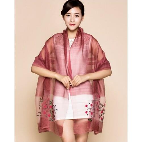 New Long Silk scarves womens autumn And Winter embroidere scarves wool shawls silkworm silk embroidere Flower scarf