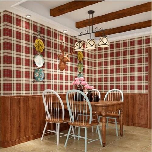 Beibehang Modern American wallpaper Nordic England square lattice study master bedroom children room restaurant 3d wallpaper
