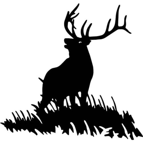 Deer on The Grassland Cartoon Animal Stickers High Quality Car Decals Personalized Pvc Waterproof Decals Black/white, 17cm*16cm