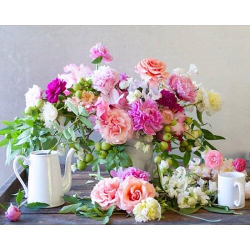 Full Round Diamond Mosaic Embroidery Flower Wedding Decor DIY 5D Diamond Painting Pink Rose Picture of Rhinestones