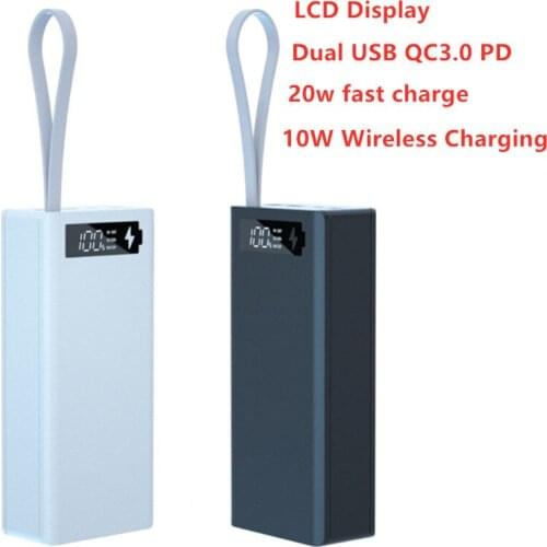 Detachable Dual USB QC3.0 PD LCD Display DIY 14x18650 Battery Case Power Bank Shell 5W/10W Wireless Charging Box