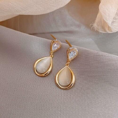 Exknl Fashion Drop Earrings for Women 2020 Cute Gold Color Wedding Crystal Korean Dangle Earrings Women Jewelry Gifts Pendientes