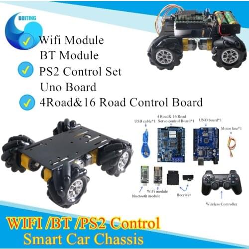 Free Shipping App/ PS2 Control Smart Car Chassis 60MM Mecanum Wheel RC Robot Wheeled Tank Chassis Kit For Arduino DIY Set MC101