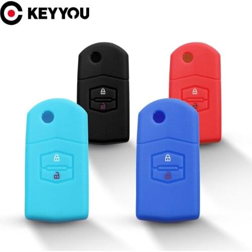 KEYYOU Silicone Car Key Case Skin Jacket 2 Buttons For Mazda M3 Axela M6 Atenza M5 CX7 CX9 CX5