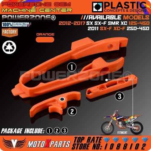 Orange Chain Slider Sliding Swingarm Guide With Brake Hose Clamp For KTM SX SXF SMR XC XCF 125 150 200 250 350 450 525 2011-2017