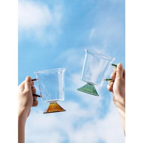 Glass ins wind household breakfast a cup of coffee cup cup milk cup high level glass cup appearance glass water bottle cute