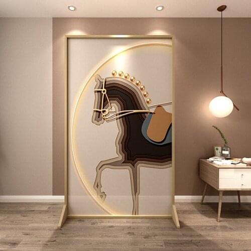 European style light luxury style mobile screen partition living room simple modern porch metal mobile screen horse