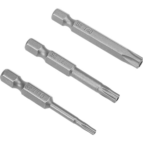 Uxcell 10 Pcs Magnetic Star 5 Point Screwdriver Bits 1/4 Inch Hex Shank 2-inch Length S2 Security Screw Driver Kit Tools