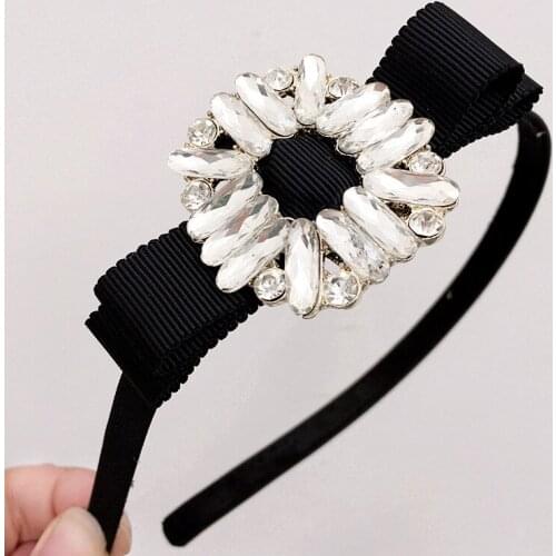Korea Embroidery Flowers Retro Crystal Diamond Hair Accessories Diamond Hair Band Hair Bows Flower Crown Headbands For Women 4