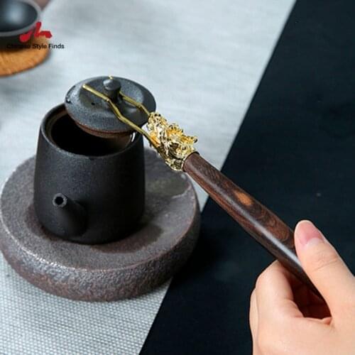 Pot Fork Ebony Wood Dragon Head Fork Iron Kettle Copper Kettle Dedicated Fork Tea Ceremony Accessories