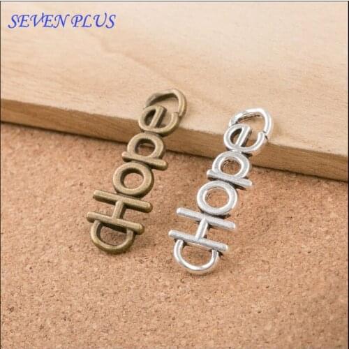 High Quality 20 Pieces/Lot 5mm*27mm Diy Jewelry Making Charms Letter Hope Connector Charms For Bracelet Making