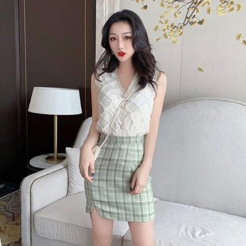 Short Skirt Female Spring New Design Sense A-line Skirt Female Temperament High Waist Plaid Skirt