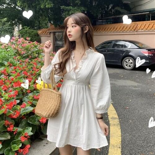 Spring and autumn woman clothes fashion elegant white dress woman dress
