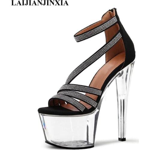 New Sexy Strap New Women Summer 17cm High Heels Night Club Wedding Party Queen Dress Pole Dance Sandals Dancing Shoes